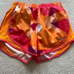 Nike Women’s Orange & Pink Geometric Athletic Shorts